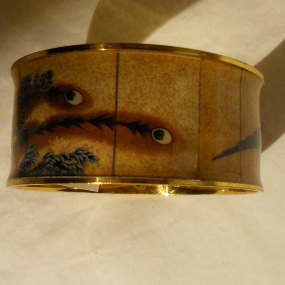 Art Cuff Japan Edo reproduction Phoenix Bracelet Bangle Goldtone nib - Picture 7 of 15